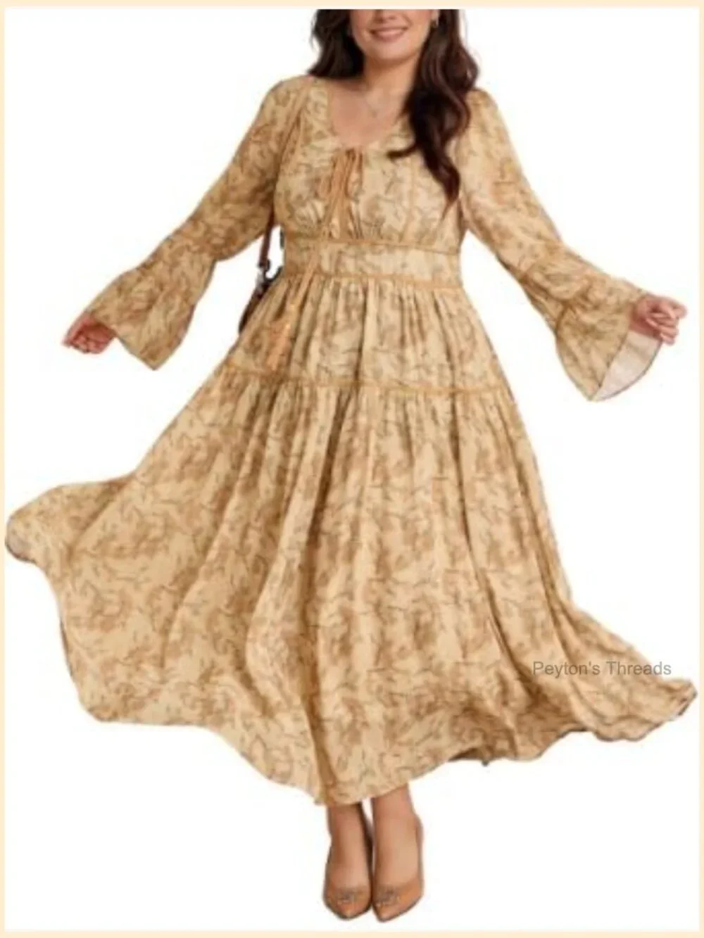 Dresses | Plus Size Boho Floral Maxi Dress Vneck Pearl Chiffon Wedding ...